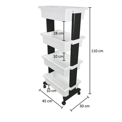 Raft multifunctional, 4 niveluri, Naimeed D5289, Alb/Negru, 45x30x110cm