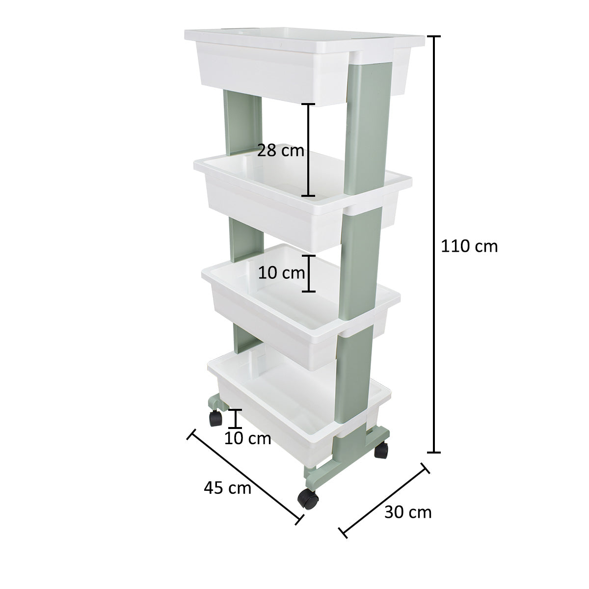 Raft multifunctional, 4 niveluri, Naimeed D5289, Alb/Turcoaz, 45x30x110cm
