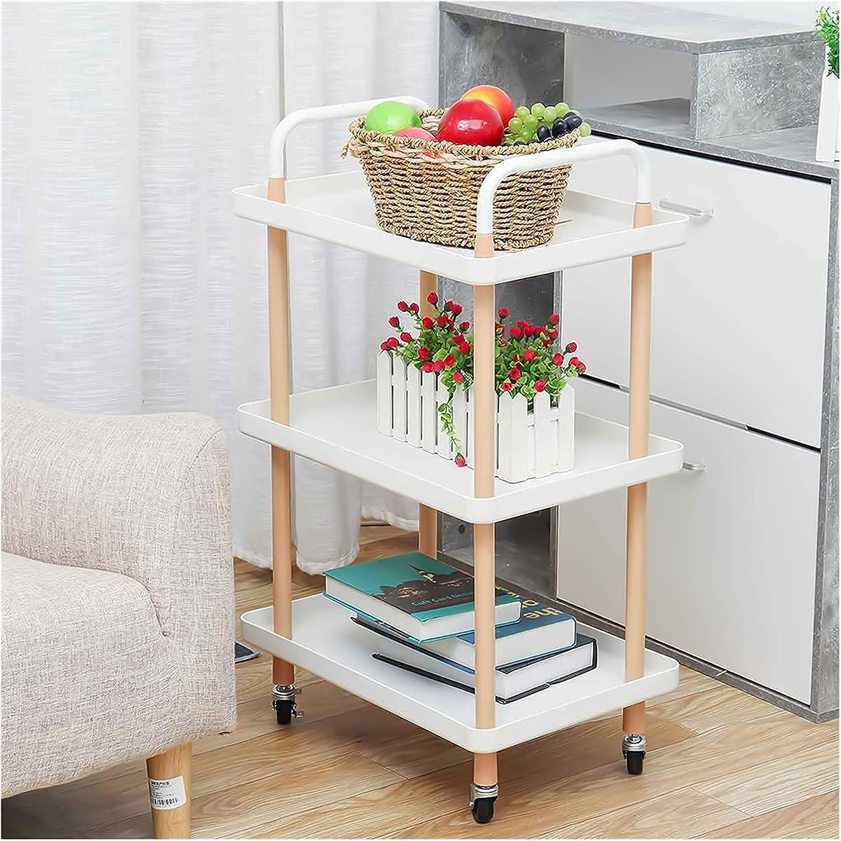 Raft multifunctional, 3 niveluri, Naimeed D5291, Alb, 53x35x87cm