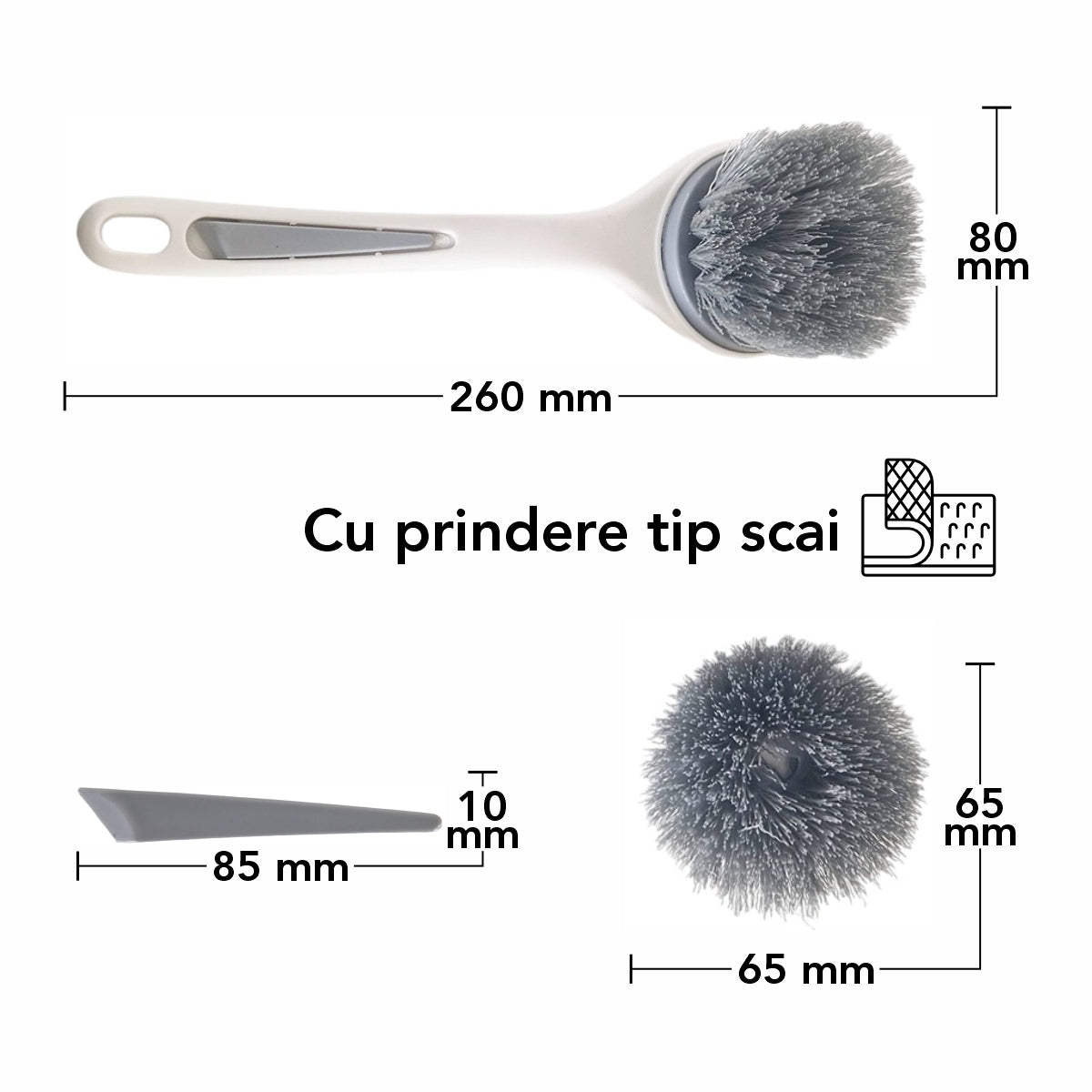 Perie Pentru Vase, Naimeed D5306, Alb/Gri deschis