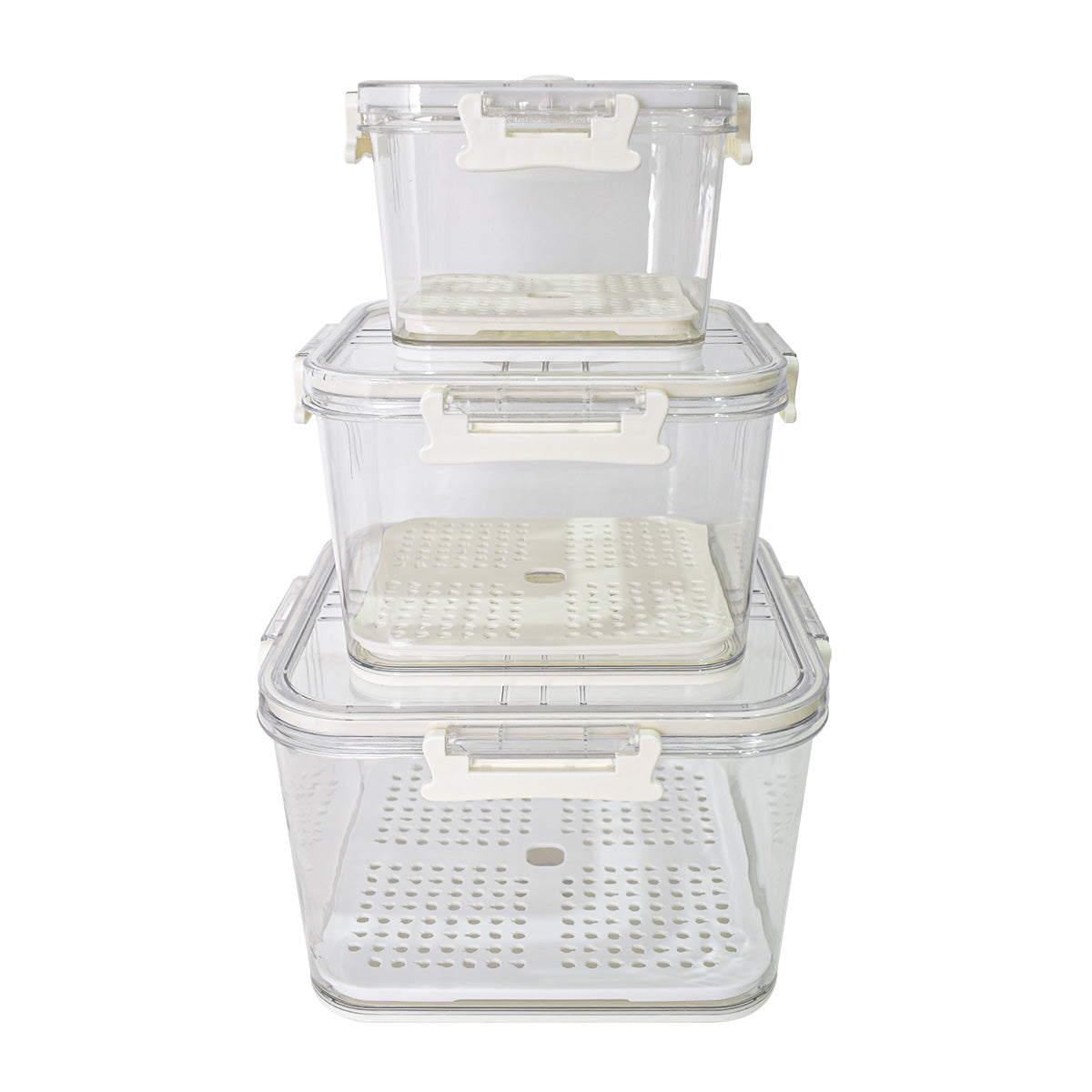 Set 3 caserole, monitorizarea datei, sistem de scurgere, Naimeed D5308, Alb
