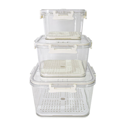 Set 3 caserole, monitorizarea datei, sistem de scurgere, Naimeed D5308, Alb