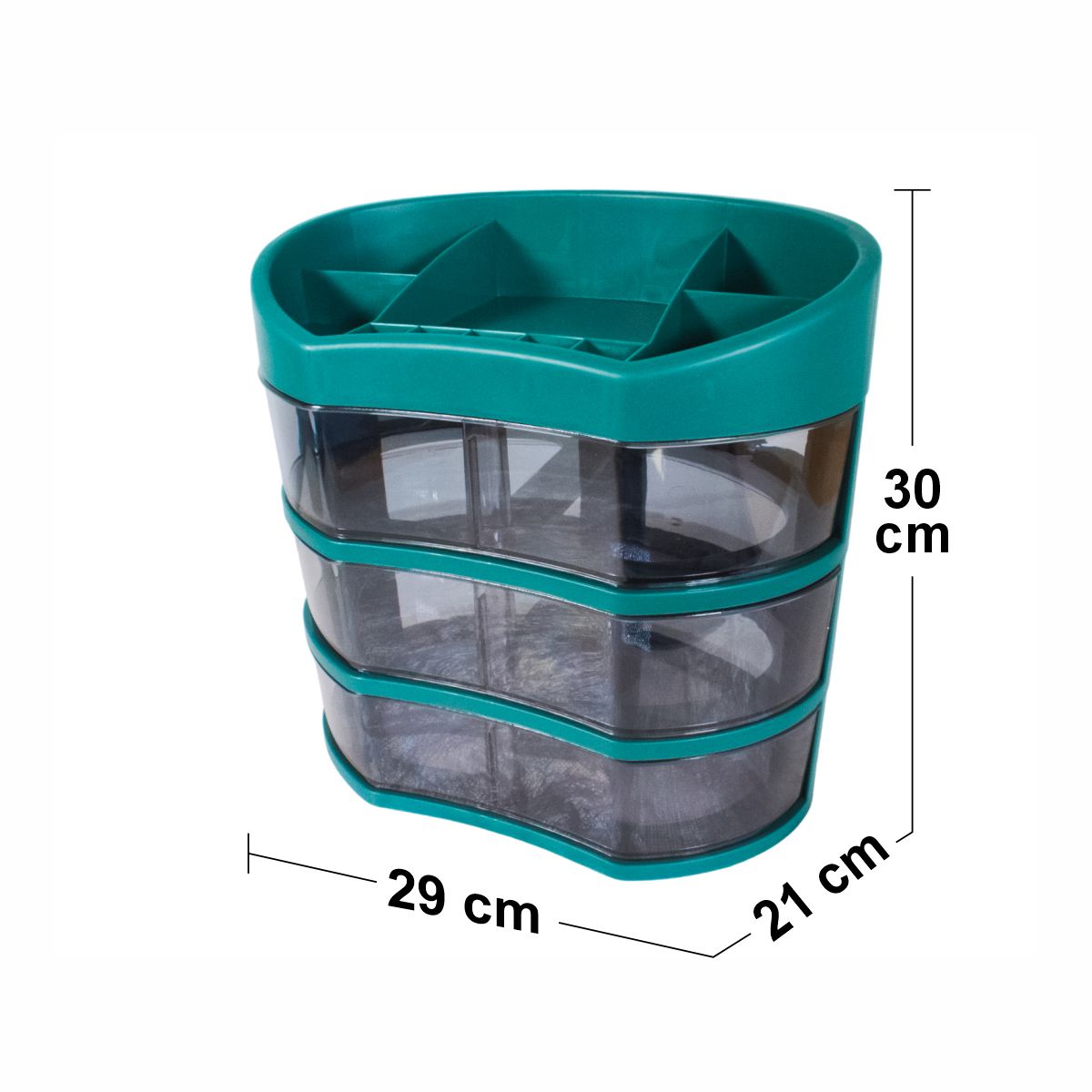 Organizator cosmetice, capac transparent, Naimeed D5317, 21x29x30cm, Verde