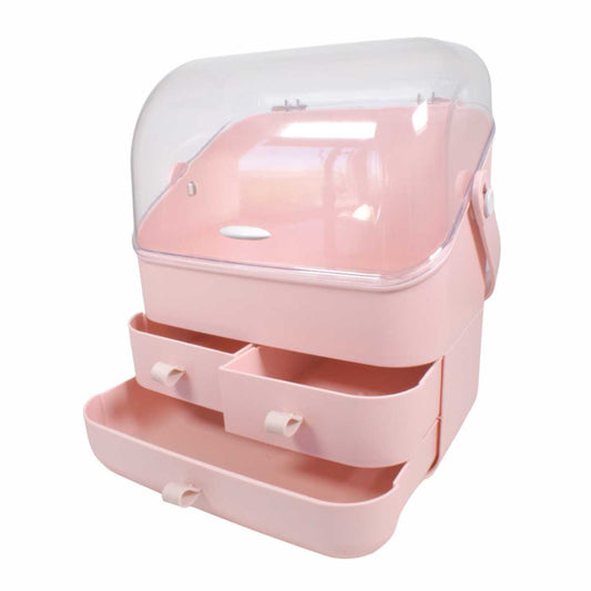 Organizator cosmetice, capac transparent, Naimeed D5320, 18x27x31cm, Roz