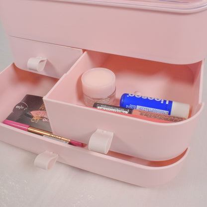 Organizator cosmetice, capac transparent, Naimeed D5320, 18x27x31cm, Roz