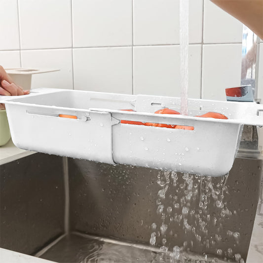 Strecuratoare extensibila pentru chiuveta, Naimeed D5347, bol detasabil, Alb, 38x20x9cm