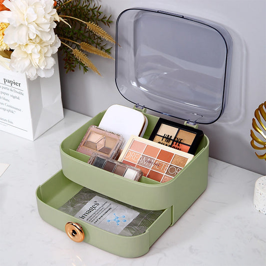 Organizator cosmetice, capac transparent, Naimeed D5374, 20x19x12cm, Verde