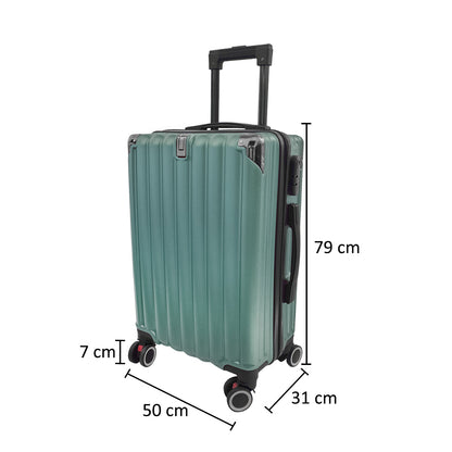 Troler voiaj, Naimeed D5388L, 4 roti duble 360 grade, ABS, inchidere cifru, Verde, 50x31x79cm