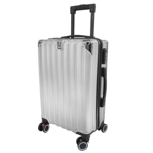 Troler voiaj, Naimeed D5389L, 4 roti duble 360 grade, ABS, inchidere cifru, Argintiu, 50x31x79cm