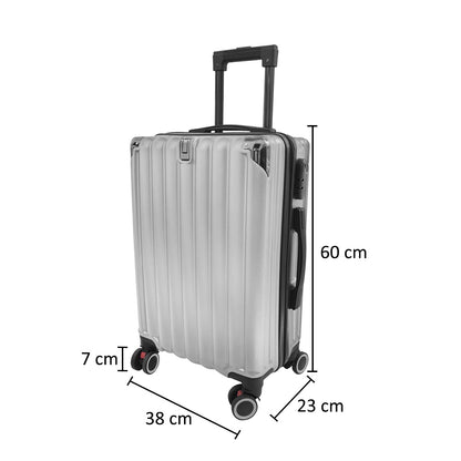 Troler voiaj, Naimeed D5389S, 4 roti duble 360 grade, ABS, inchidere cifru, Argintiu, 38x23x60cm