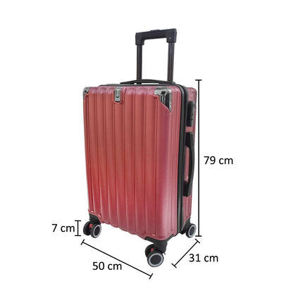Troler voiaj, Naimeed D5390L, 4 roti duble 360 grade, ABS, inchidere cifru, Rosu, 50x31x79cm