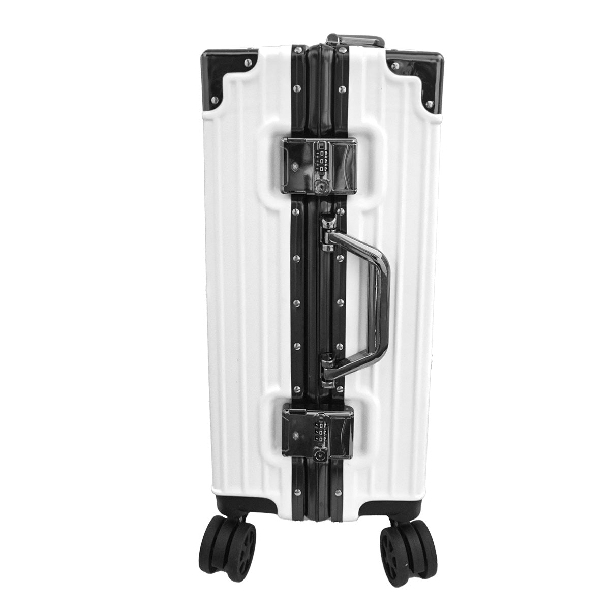Troler, cabina avion, Naimeed D5392S, Premium Voyage, 4 roti duble 360 grade, ABS, inchidere cifru, Alb, 34x23x55cm