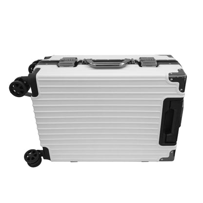 Troler, cabina avion, Naimeed D5392S, Premium Voyage, 4 roti duble 360 grade, ABS, inchidere cifru, Alb, 34x23x55cm