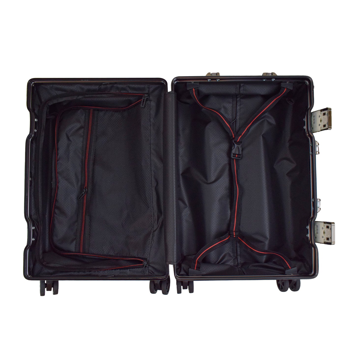 Troler, bagaj de cala, Naimeed D5395L, Premium Voyage, 4 roti duble 360 grade, ABS, inchidere cifru, Rosu, 44x29x71cm