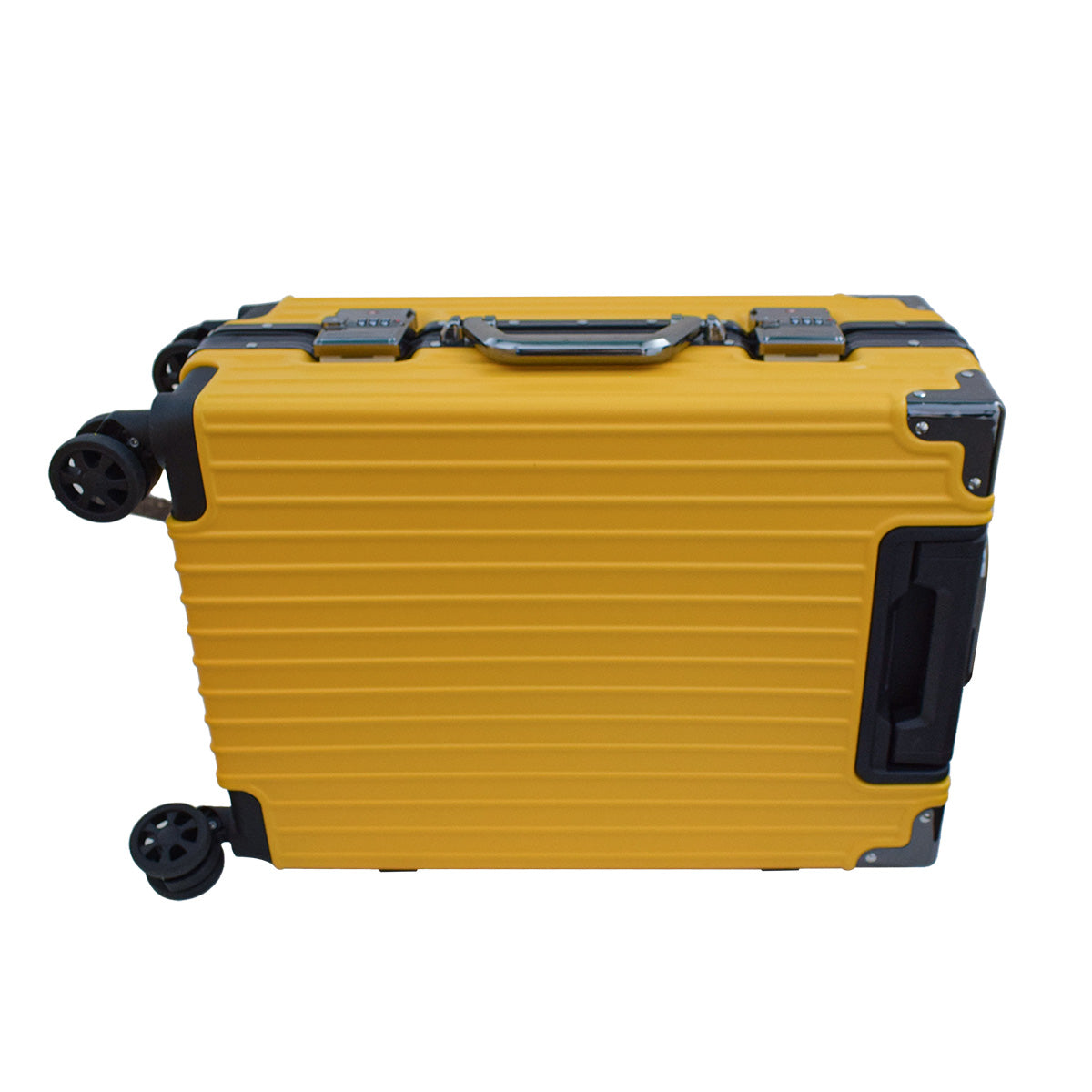 Troler, bagaj de cala, Naimeed D5393L, Premium Voyage, 4 roti duble 360 grade, ABS, inchidere cifru, Galben, 44x29x71cm