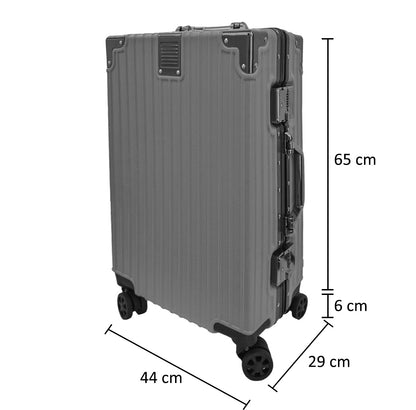 Troler, bagaj de cala, Naimeed D5394L, Premium Voyage, 4 roti duble 360 grade, ABS, inchidere cifru, Gri, 44x29x71cm