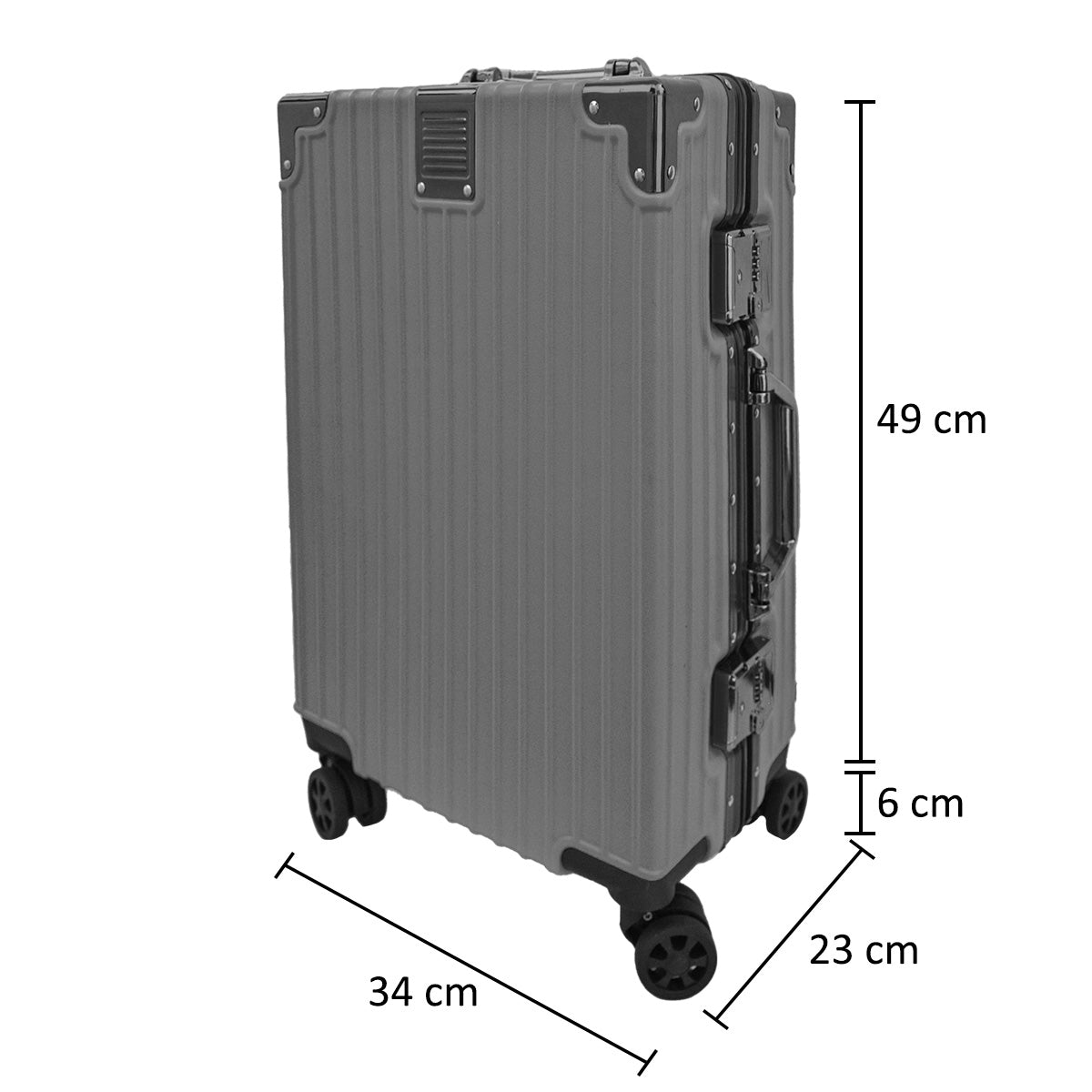 Troler, cabina avion, Naimeed D5394S, Premium Voyage, 4 roti duble 360 grade, ABS, inchidere cifru, Gri, 34x23x55cm