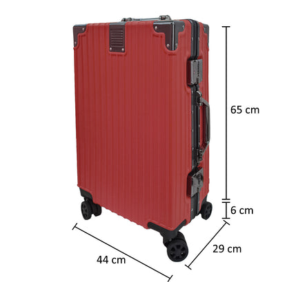 Troler, bagaj de cala, Naimeed D5395L, Premium Voyage, 4 roti duble 360 grade, ABS, inchidere cifru, Rosu, 44x29x71cm