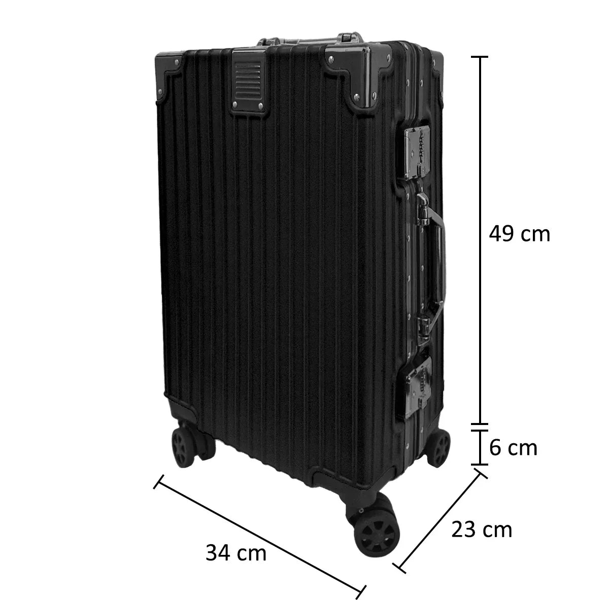 Troler, cabina avion, Naimeed D5396S, Premium Voyage, 4 roti duble 360 grade, ABS, inchidere cifru, Negru, 34x23x55cm - 221.ro