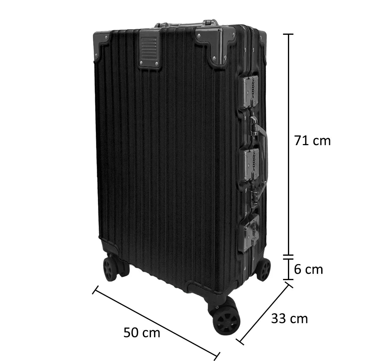 Troler, bagaj de cala, Naimeed D5397L, Premium Voyage, 4 roti duble 360 grade, ABS, inchidere cifru, Negru, 50x33x77cm - 221.ro