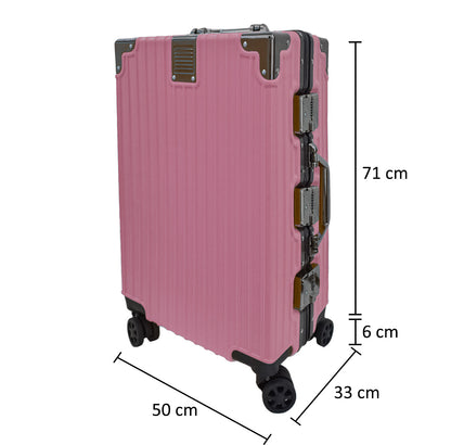 Troler, bagaj de cala, Naimeed D5399L, Premium Voyage, 4 roti duble 360 grade, ABS, inchidere cifru, Roz, 50x33x77cm