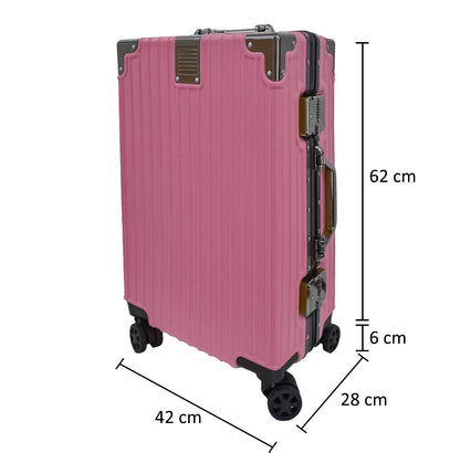 Troler, bagaj de cala, Naimeed D5399M, Premium Voyage, 4 roti duble 360 grade, ABS, inchidere cifru, Roz, 42x28x68cm