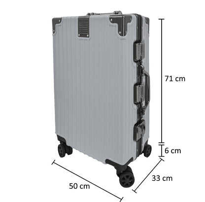Troler, bagaj de cala, Naimeed D5400L, Premium Voyage, 4 roti duble 360 grade, ABS, inchidere cifru, Argintiu, 50x33x77cm
