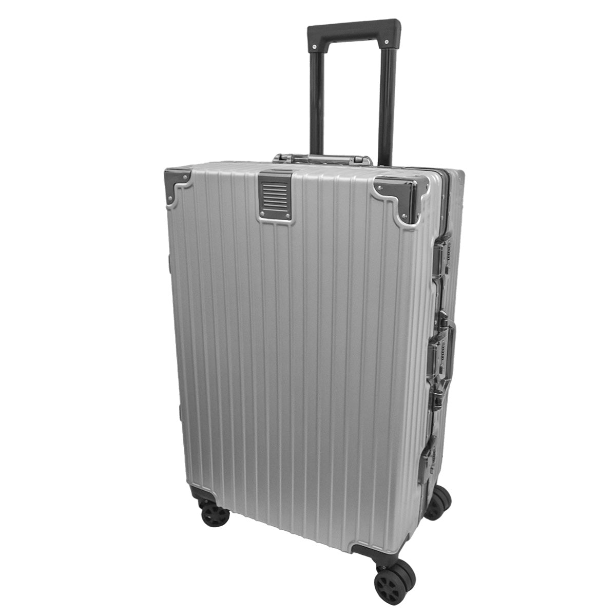 Troler, bagaj de cala, Naimeed D5400L, Premium Voyage, 4 roti duble 360 grade, ABS, inchidere cifru, Argintiu, 50x33x77cm