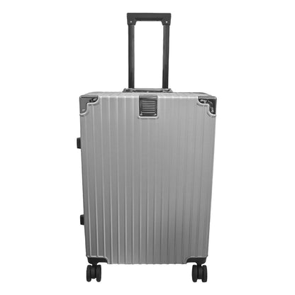 Troler, bagaj de cala, Naimeed D5400M, Premium Voyage, 4 roti duble 360 grade, ABS, inchidere cifru, Argintiu, 42x28x68cm
