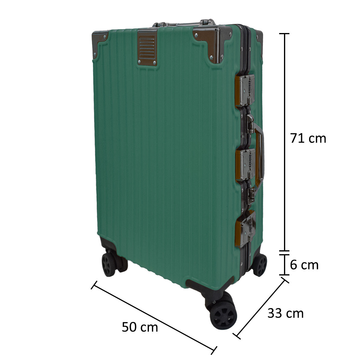 Troler, bagaj de cala, Naimeed D5401L, Premium Voyage, 4 roti duble 360 grade, ABS, inchidere cifru, Verde, 50x33x77cm