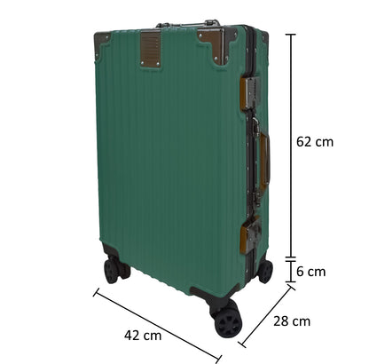 Troler, bagaj de cala, Naimeed D5401M, Premium Voyage, 4 roti duble 360 grade, ABS, inchidere cifru, Verde, 42x28x68cm