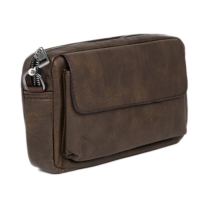 Borseta barbati, de umar, piele ecologica, Naimeed D5444, Companion, Maro inchis, 15x6x23cm