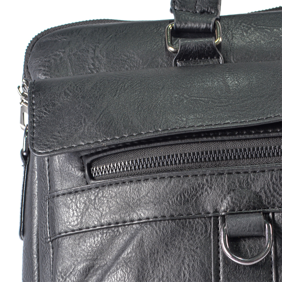 Servieta barbati, piele ecologica, Naimeed D5448, Companion, Negru, 39x7x30cm