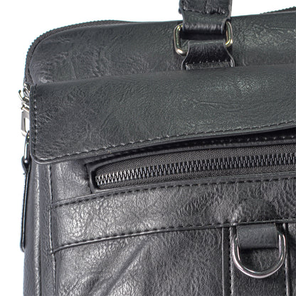 Servieta barbati, piele ecologica, Naimeed D5448, Companion, Negru, 39x7x30cm