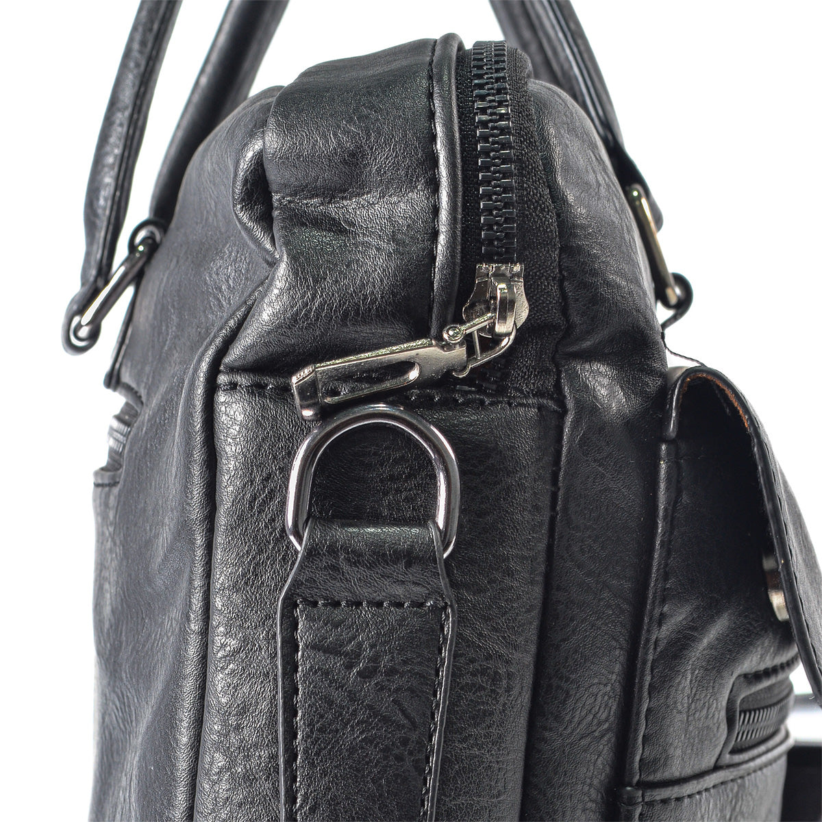 Servieta barbati, piele ecologica, Naimeed D5448, Companion, Negru, 39x7x30cm