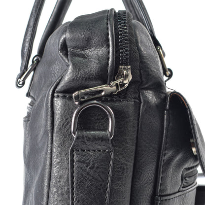Servieta barbati, piele ecologica, Naimeed D5448, Companion, Negru, 39x7x30cm
