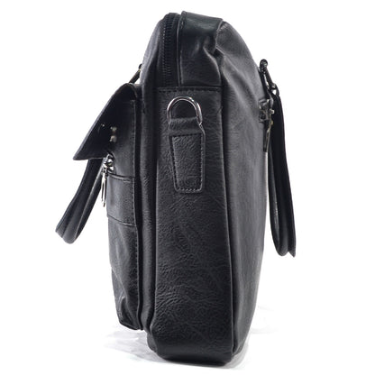 Servieta barbati, piele ecologica, Naimeed D5448, Companion, Negru, 39x7x30cm
