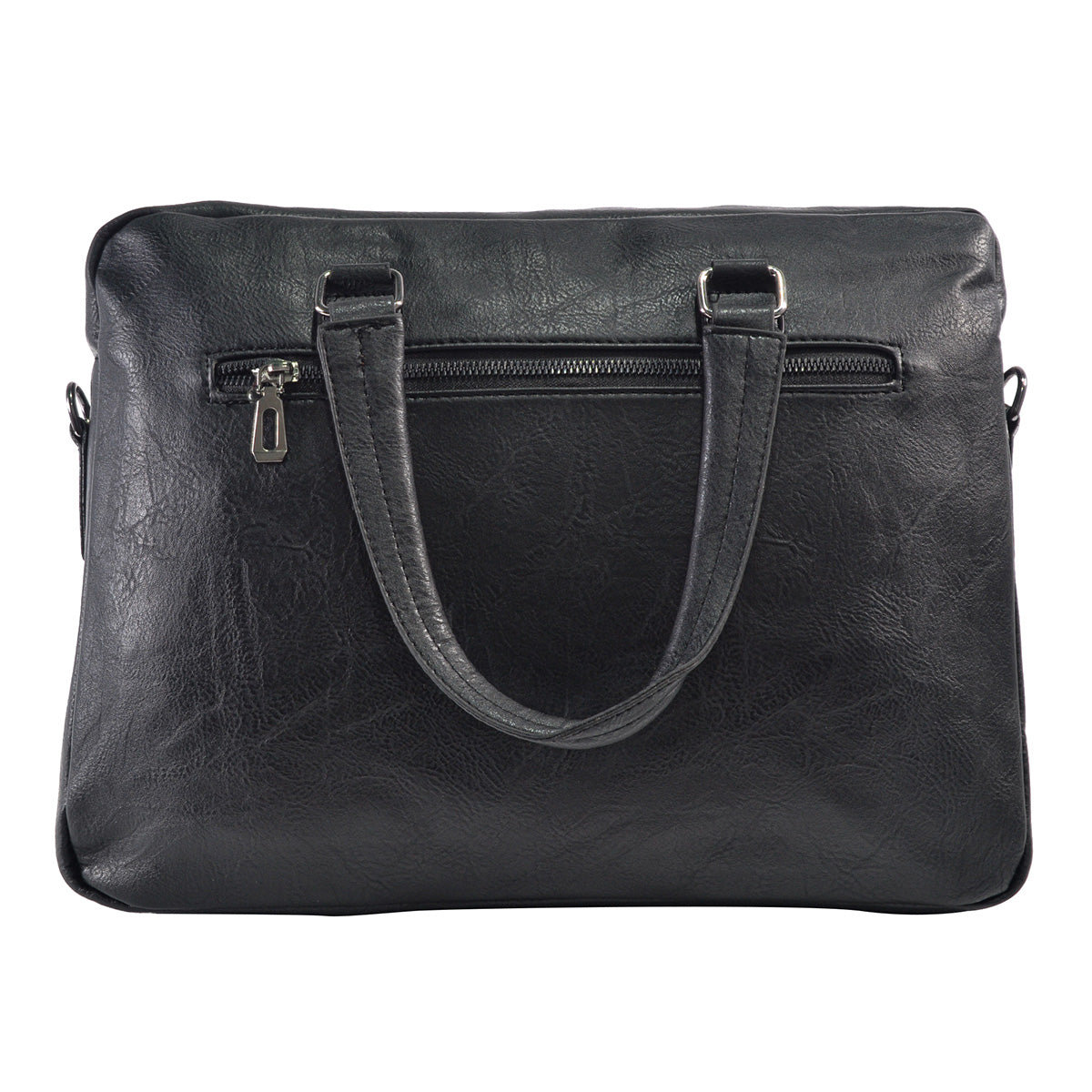 Servieta barbati, piele ecologica, Naimeed D5448, Companion, Negru, 39x7x30cm