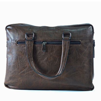 Servieta barbati, piele ecologica, Naimeed D5454, Companion, Maro inchis, 39x7x30cm