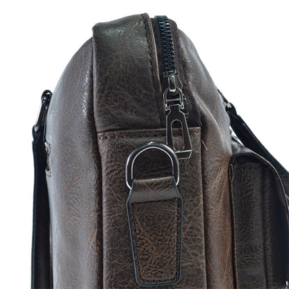 Servieta barbati, piele ecologica, Naimeed D5454, Companion, Maro inchis, 39x7x30cm