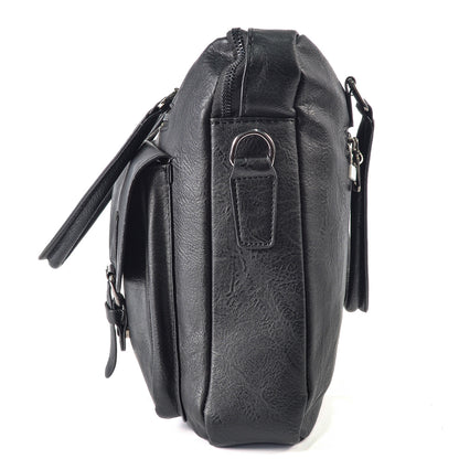 Servieta barbati, piele ecologica, Naimeed D5453, Companion, Negru, 39x7x30cm