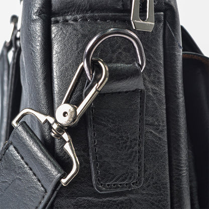 Servieta barbati, piele ecologica, Naimeed D5453, Companion, Negru, 39x7x30cm