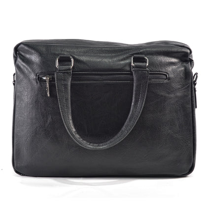 Servieta barbati, piele ecologica, Naimeed D5453, Companion, Negru, 39x7x30cm