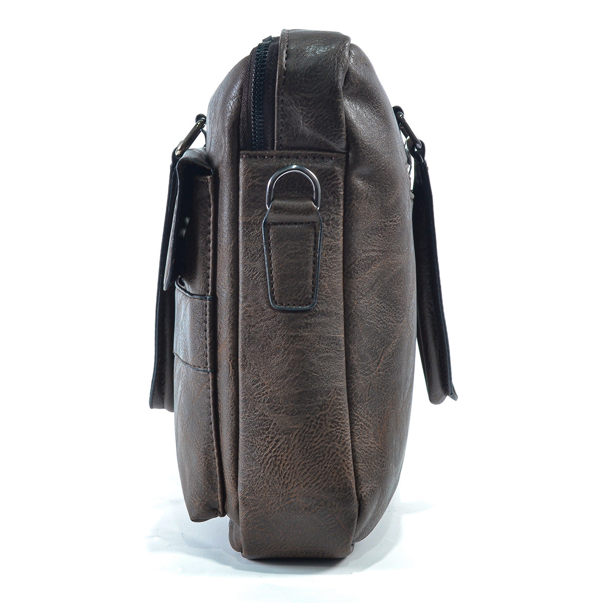 Servieta barbati, piele ecologica, Naimeed D5449, Companion, Maro inchis, 39x7x30cm