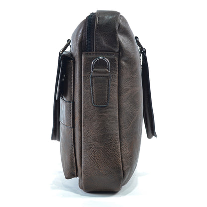 Servieta barbati, piele ecologica, Naimeed D5449, Companion, Maro inchis, 39x7x30cm