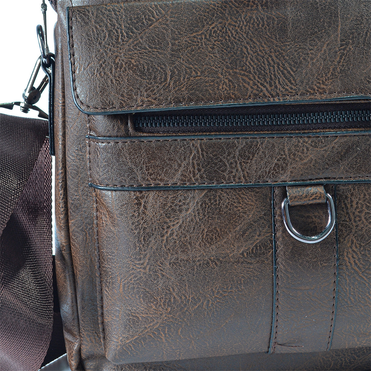 Servieta barbati, piele ecologica, Naimeed D5449, Companion, Maro inchis, 39x7x30cm