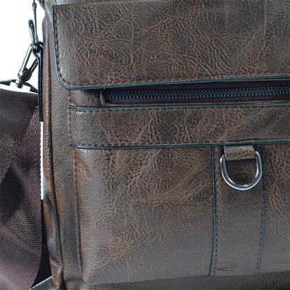 Servieta barbati, piele ecologica, Naimeed D5449, Companion, Maro inchis, 39x7x30cm