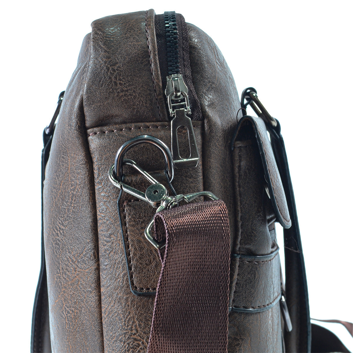 Servieta barbati, piele ecologica, Naimeed D5449, Companion, Maro inchis, 39x7x30cm