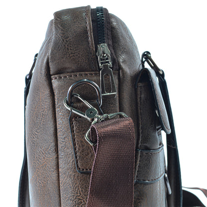 Servieta barbati, piele ecologica, Naimeed D5449, Companion, Maro inchis, 39x7x30cm