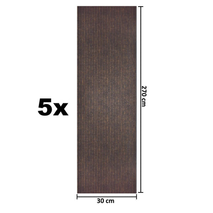 Set 5 panouri decorative, riflaj, polimer rigid, Naimeed D5460, 270x30x0.5cm, Maro